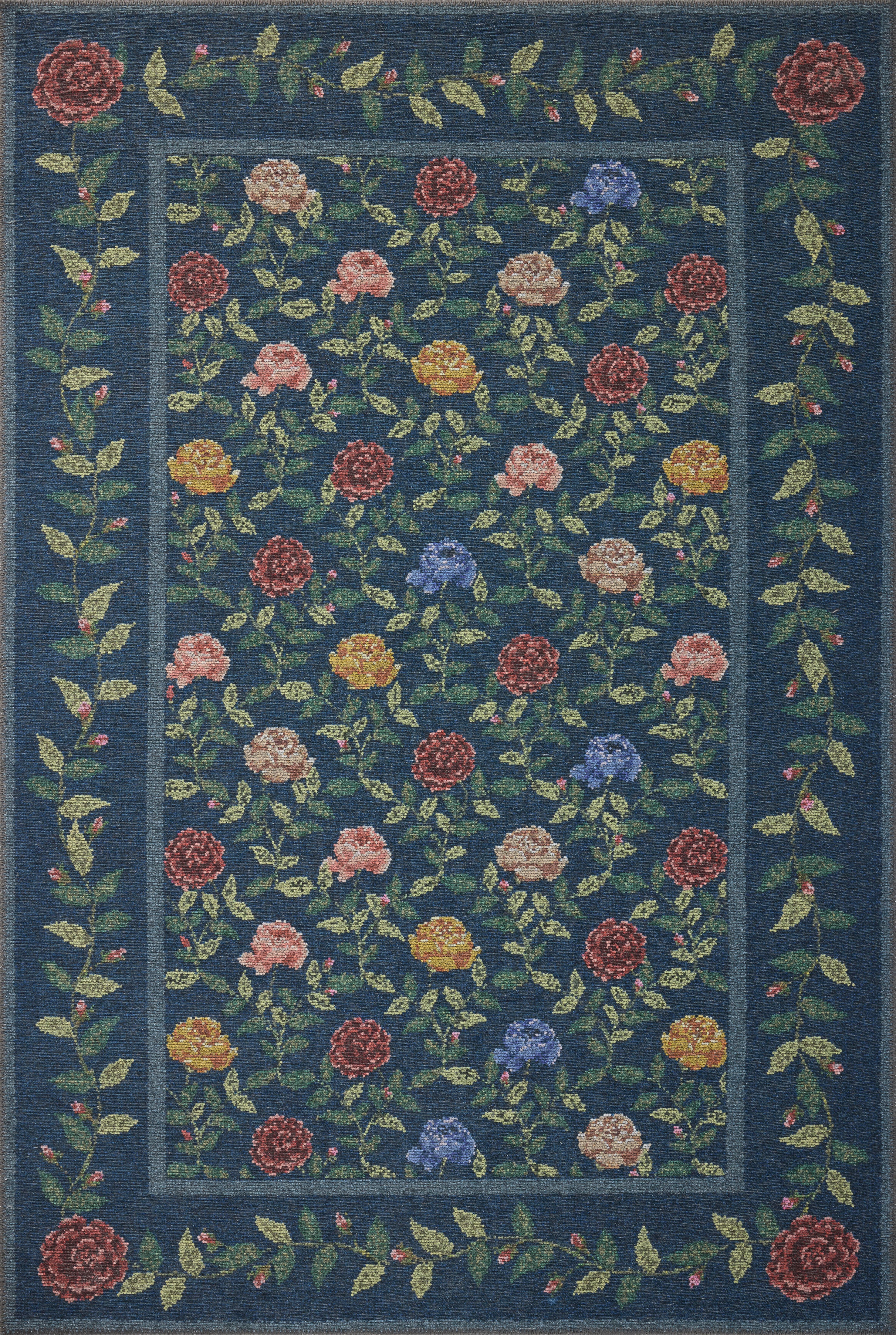 Rifle Paper Co. x Loloi Wildwood Navy Rug RUGS-patterned Loloi