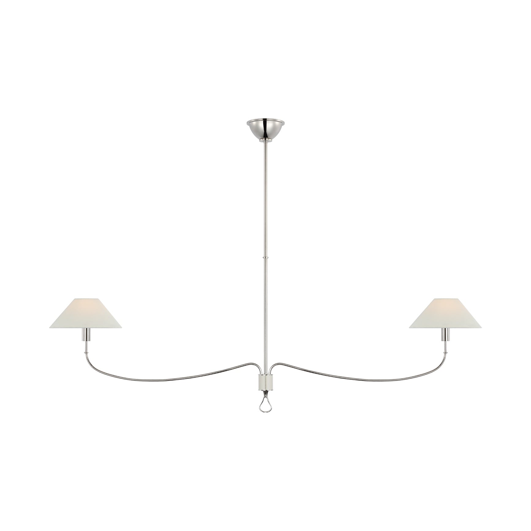 Griffin Grande Linear Chandelier LIGHTING - chandelier Visual Comfort Polished Nickel and Parchment Leather