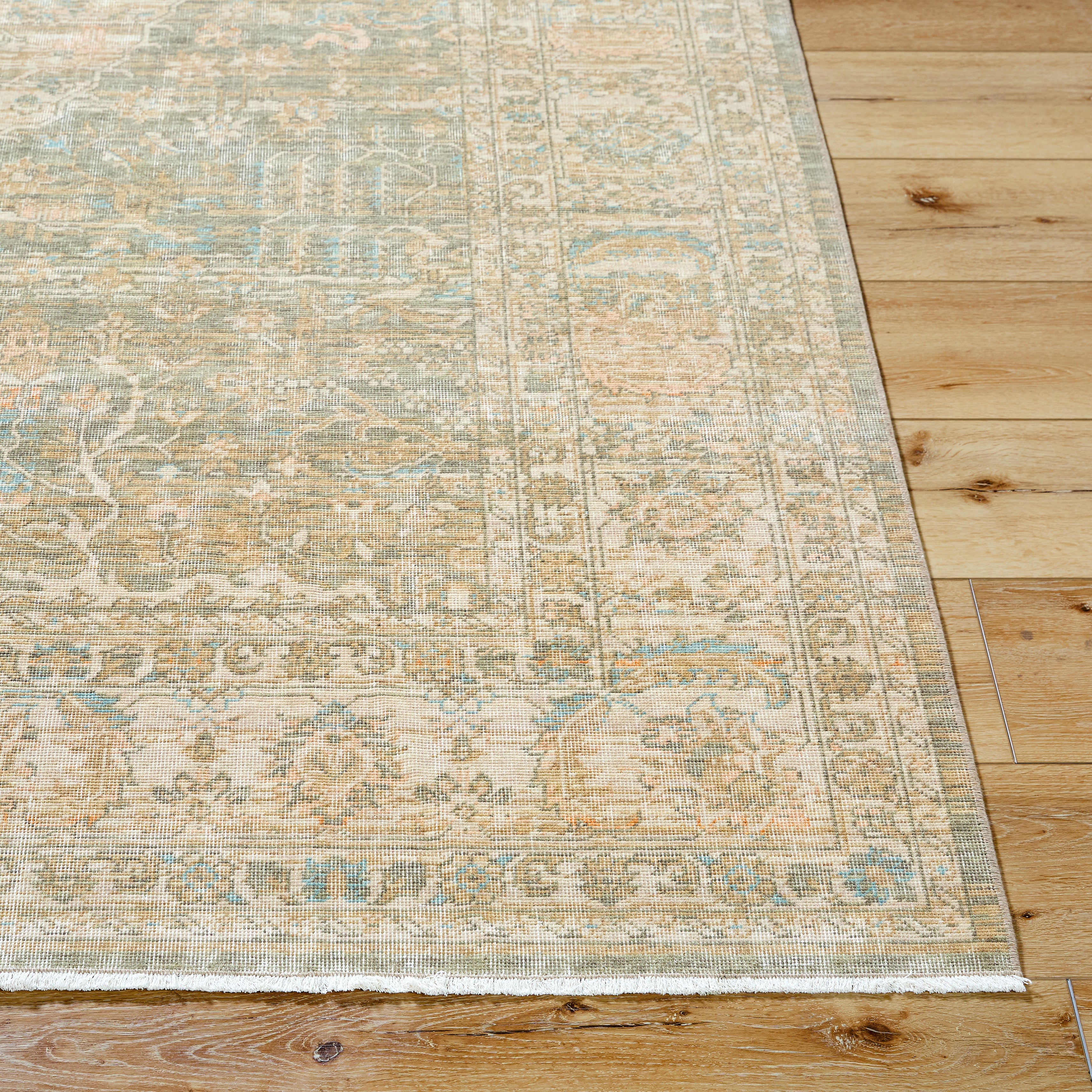 renaissance BORI-2302 Taupe, Light Beige, Tan, Denim, Dusty Coral Rug - Rug & Weave