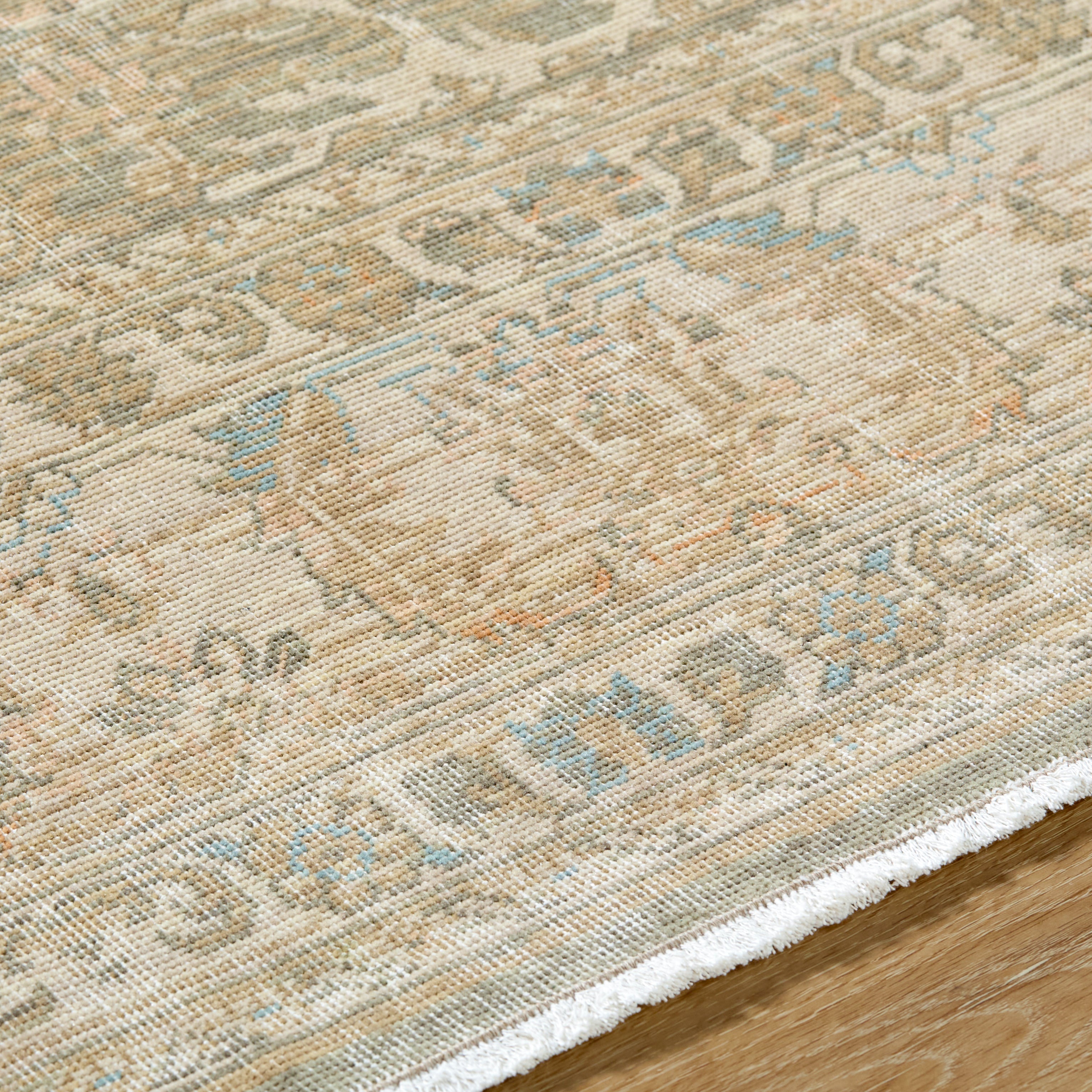 renaissance BORI-2302 Taupe, Light Beige, Tan, Denim, Dusty Coral Rug - Rug & Weave