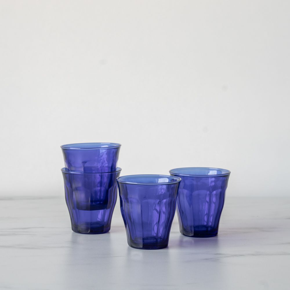 Short Saphire Blue Picardie Glass Tumbler glass tumbler Inter Continental Mercantile