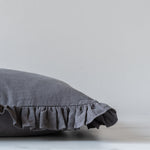 Charcoal Ruffle Pillow Cover 3 - PILLOWS - linen - cool Rug & Weave Pillows