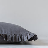 Charcoal Ruffle Pillow Cover 3 - PILLOWS - linen - cool Rug & Weave Pillows