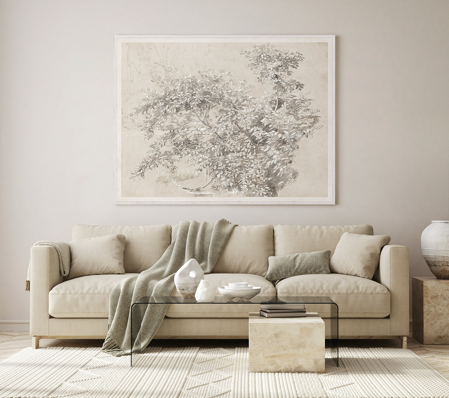 "Verdant Whispers in Graphite" Framed Art Print ARTWORK - framed print Celadon Art