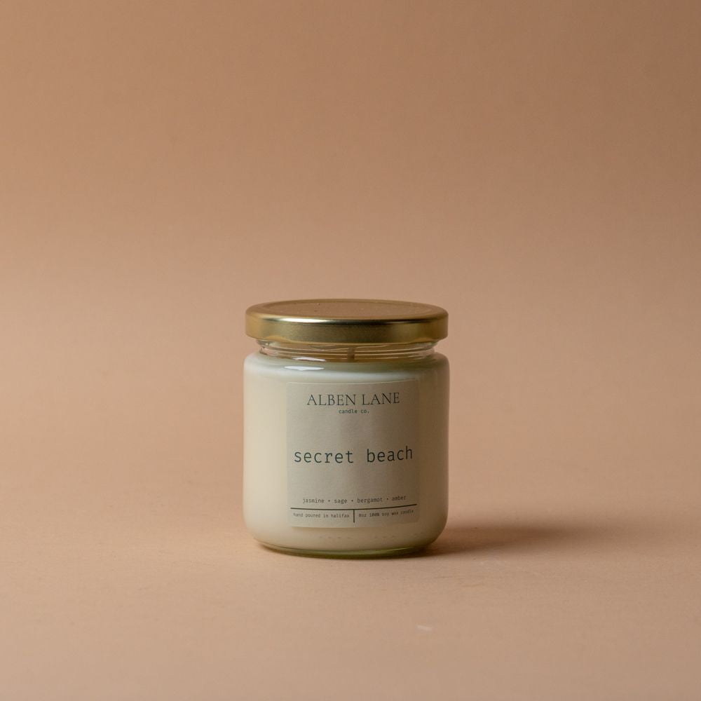 Soy Wax Candle by Alben Lane candle Alben Lane Candle Co. (Faire) Secret Beach, notes of bergamot, sage, jasmine, amber, and musk