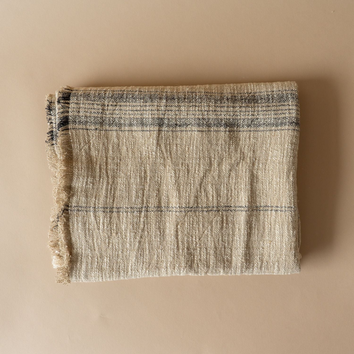 Linen Stripe Slub Throw Blanket blanket Indaba
