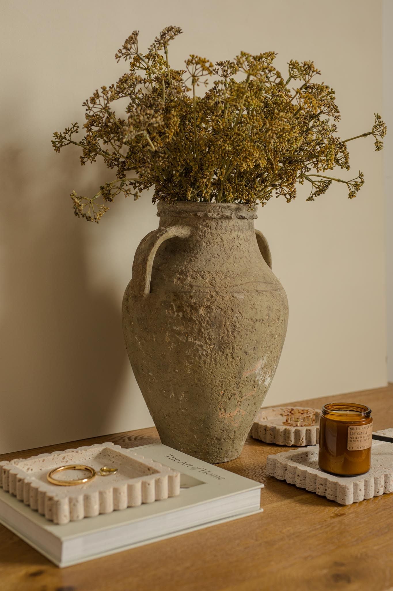 Travertine Scallop Dish tray Indaba