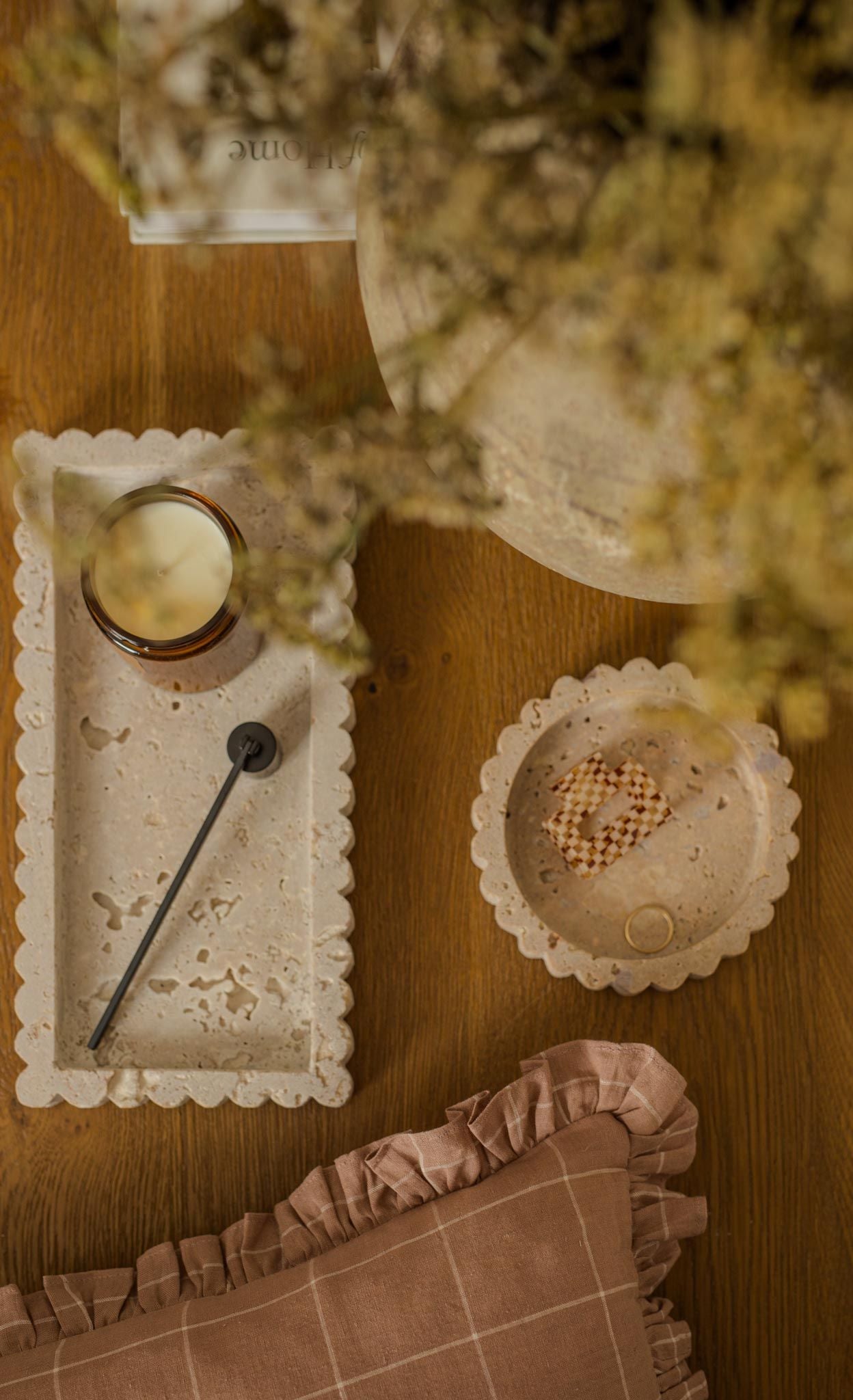 Travertine Scallop Dish tray Indaba