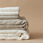Linen Grid Print Duvet Cover Set - Beige duvet cover set Indaba