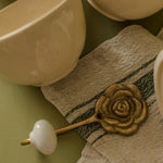 Gold Finish Rose Hook with Ceramic Detail wall hook Chehoma USA (Faire)