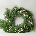White Plum Berry Cypress Wreath CHRISTMAS 2025 Luxe B Co (Faire) Large
