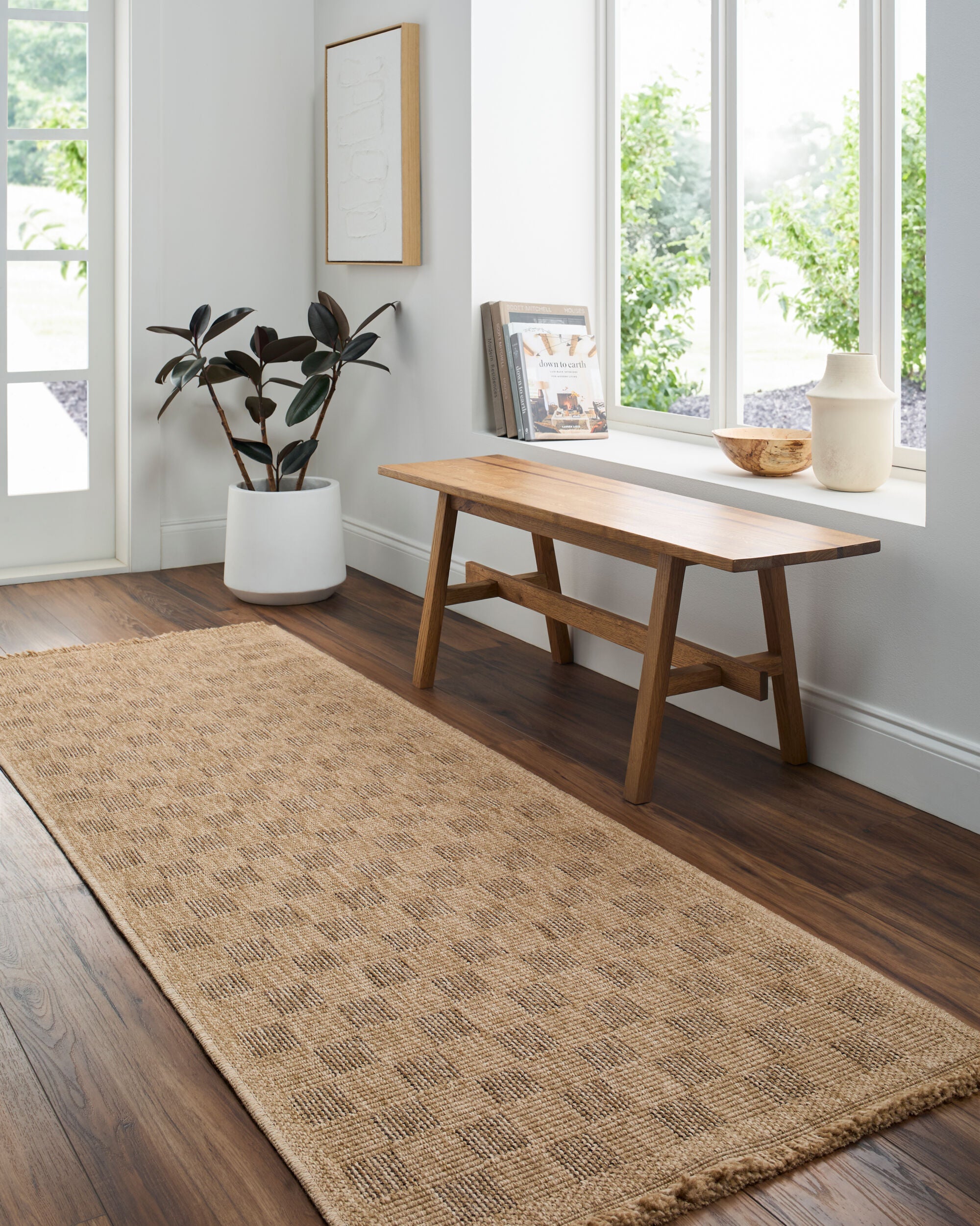 Mitchell Natural Checkered Outdoor Rug 0-patterned rugs Surya
