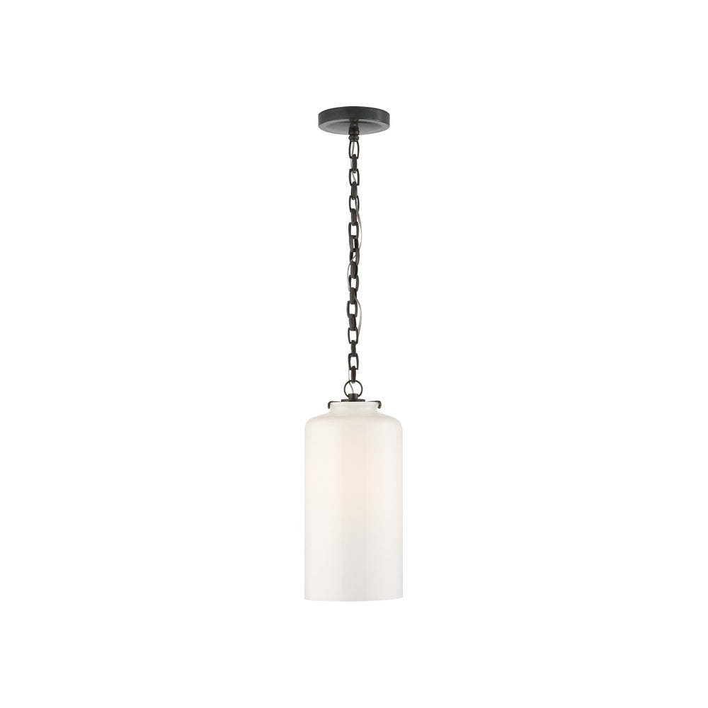 Katie Cylinder Pendant LIGHTING - pendant Visual Comfort Bronze White Glass