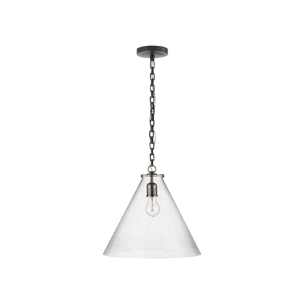 Katie Conical Pendant LIGHTING - pendant Visual Comfort Bronze Seeded Glass