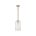 Katie Cylinder Pendant LIGHTING - pendant Visual Comfort Hand-Rubbed Antique Brass Clear Glass