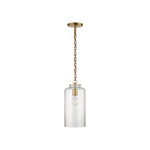 Katie Cylinder Pendant LIGHTING - pendant Visual Comfort Hand-Rubbed Antique Brass Seeded Glass
