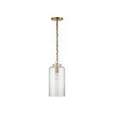 Katie Cylinder Pendant LIGHTING - pendant Visual Comfort Hand-Rubbed Antique Brass Seeded Glass