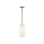 Katie Cylinder Pendant LIGHTING - pendant Visual Comfort Hand-Rubbed Antique Brass White Glass