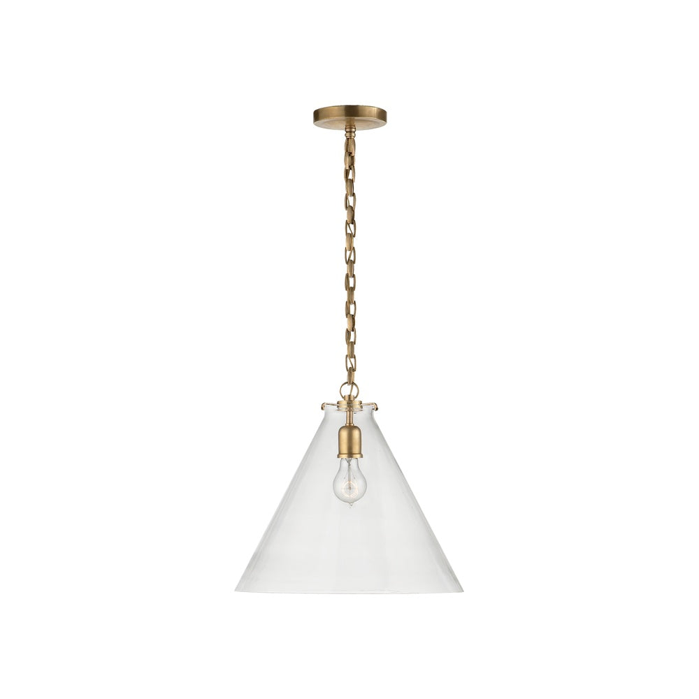 Katie Conical Pendant LIGHTING - pendant Visual Comfort Hand-Rubbed Antique Brass Clear Glass