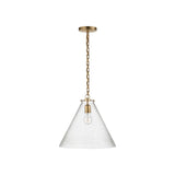 Katie Conical Pendant LIGHTING - pendant Visual Comfort Hand-Rubbed Antique Brass Seeded Glass