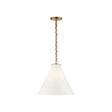 Katie Conical Pendant LIGHTING - pendant Visual Comfort Hand-Rubbed Antique Brass White Glass