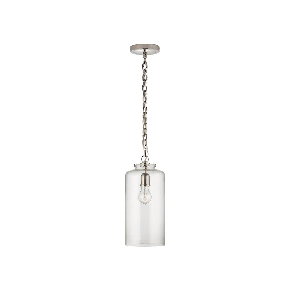 Katie Cylinder Pendant LIGHTING - pendant Visual Comfort Polished Nickel Clear Glass