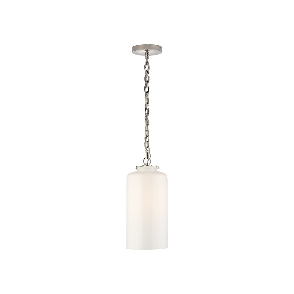Katie Cylinder Pendant LIGHTING - pendant Visual Comfort Polished Nickel White Glass