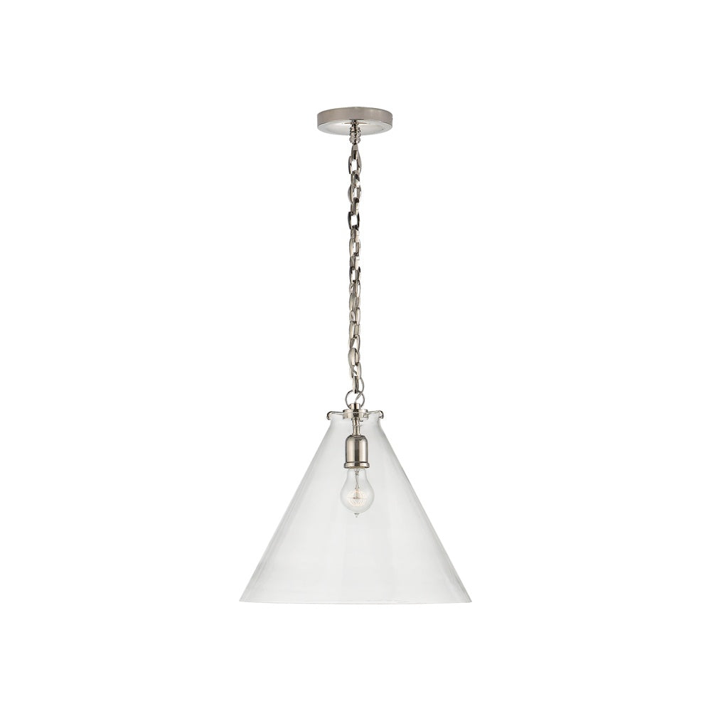 Katie Conical Pendant LIGHTING - pendant Visual Comfort Polished Nickel Clear Glass
