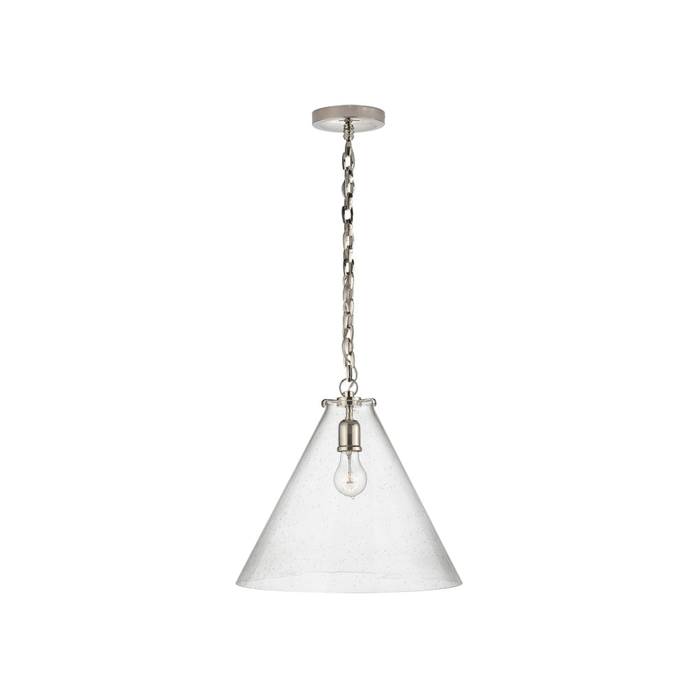 Katie Conical Pendant LIGHTING - pendant Visual Comfort Polished Nickel Seeded Glass