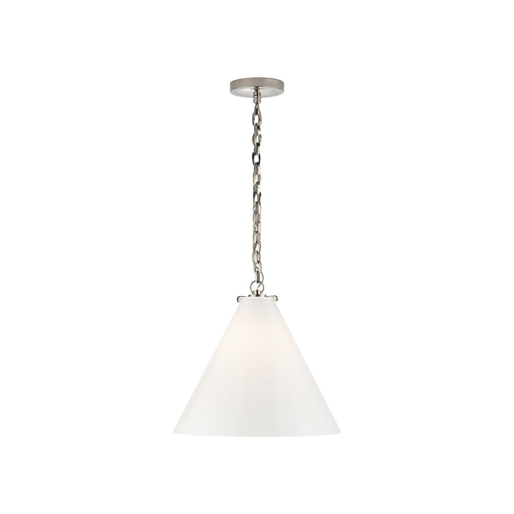 Katie Conical Pendant LIGHTING - pendant Visual Comfort Polished Nickel White Glass