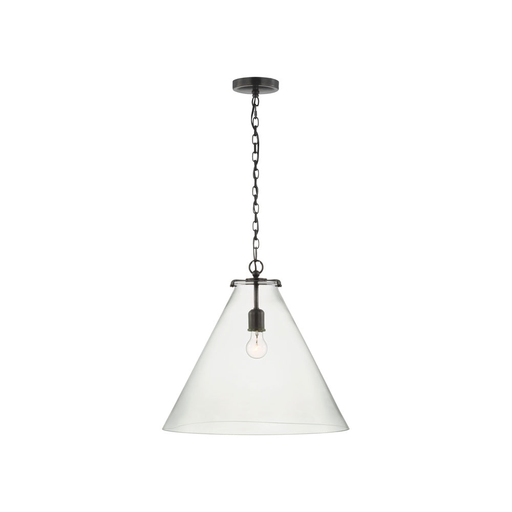 Katie Large Conical Pendant LIGHTING - pendant Visual Comfort Bronze Clear Glass