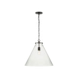 Katie Large Conical Pendant LIGHTING - pendant Visual Comfort Bronze Clear Glass