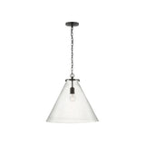 Katie Large Conical Pendant LIGHTING - pendant Visual Comfort Bronze Seeded Glass