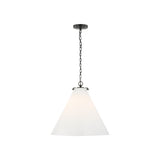 Katie Large Conical Pendant LIGHTING - pendant Visual Comfort Bronze White Glass