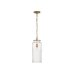 Katie Large Cylinder Pendant LIGHTING - pendant Visual Comfort Hand-Rubbed Antique Brass Seeded Glass