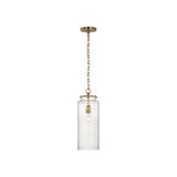Katie Large Cylinder Pendant LIGHTING - pendant Visual Comfort Hand-Rubbed Antique Brass Seeded Glass