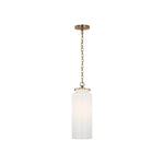 Katie Large Cylinder Pendant LIGHTING - pendant Visual Comfort Hand-Rubbed Antique Brass White Glass