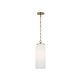 Katie Large Cylinder Pendant LIGHTING - pendant Visual Comfort Hand-Rubbed Antique Brass White Glass
