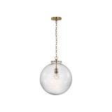 Katie Large Globe Pendant LIGHTING - pendant Visual Comfort Hand-Rubbed Antique Brass Seeded Glass