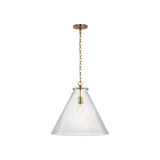 Katie Large Conical Pendant LIGHTING - pendant Visual Comfort Hand-Rubbed Antique Brass Seeded Glass