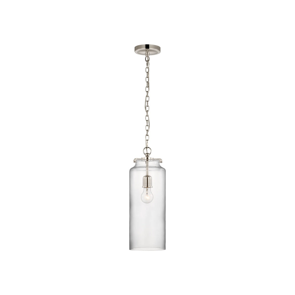 Katie Large Cylinder Pendant LIGHTING - pendant Visual Comfort Polished Nickel Clear Glass