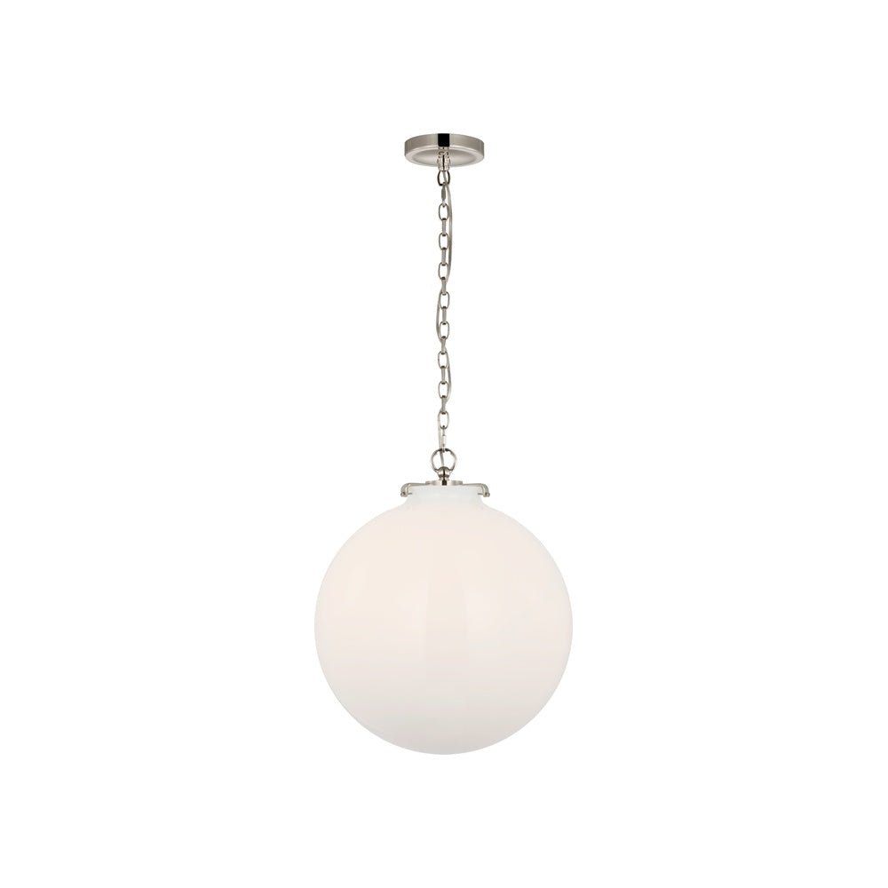 Katie Large Globe Pendant LIGHTING - pendant Visual Comfort Polished Nickel White Glass