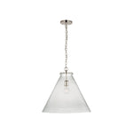 Katie Large Conical Pendant LIGHTING - pendant Visual Comfort Polished Nickel Clear Glass