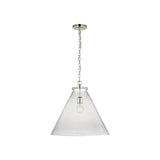 Katie Large Conical Pendant LIGHTING - pendant Visual Comfort Polished Nickel Clear Glass