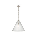 Katie Large Conical Pendant LIGHTING - pendant Visual Comfort Polished Nickel Seeded Glass