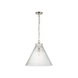 Katie Large Conical Pendant LIGHTING - pendant Visual Comfort Polished Nickel Seeded Glass