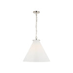 Katie Large Conical Pendant LIGHTING - pendant Visual Comfort Polished Nickel White Glass