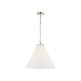 Katie Large Conical Pendant LIGHTING - pendant Visual Comfort Polished Nickel White Glass