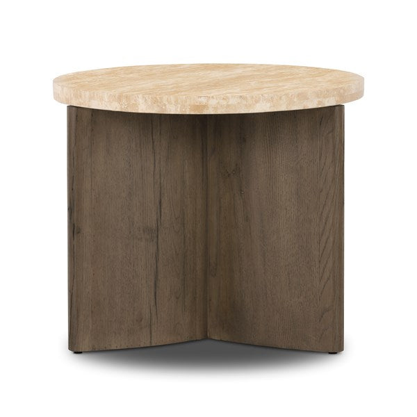 Tori Accent Table - Travertine 5 - a - FURNITURE - accent table Four Hands