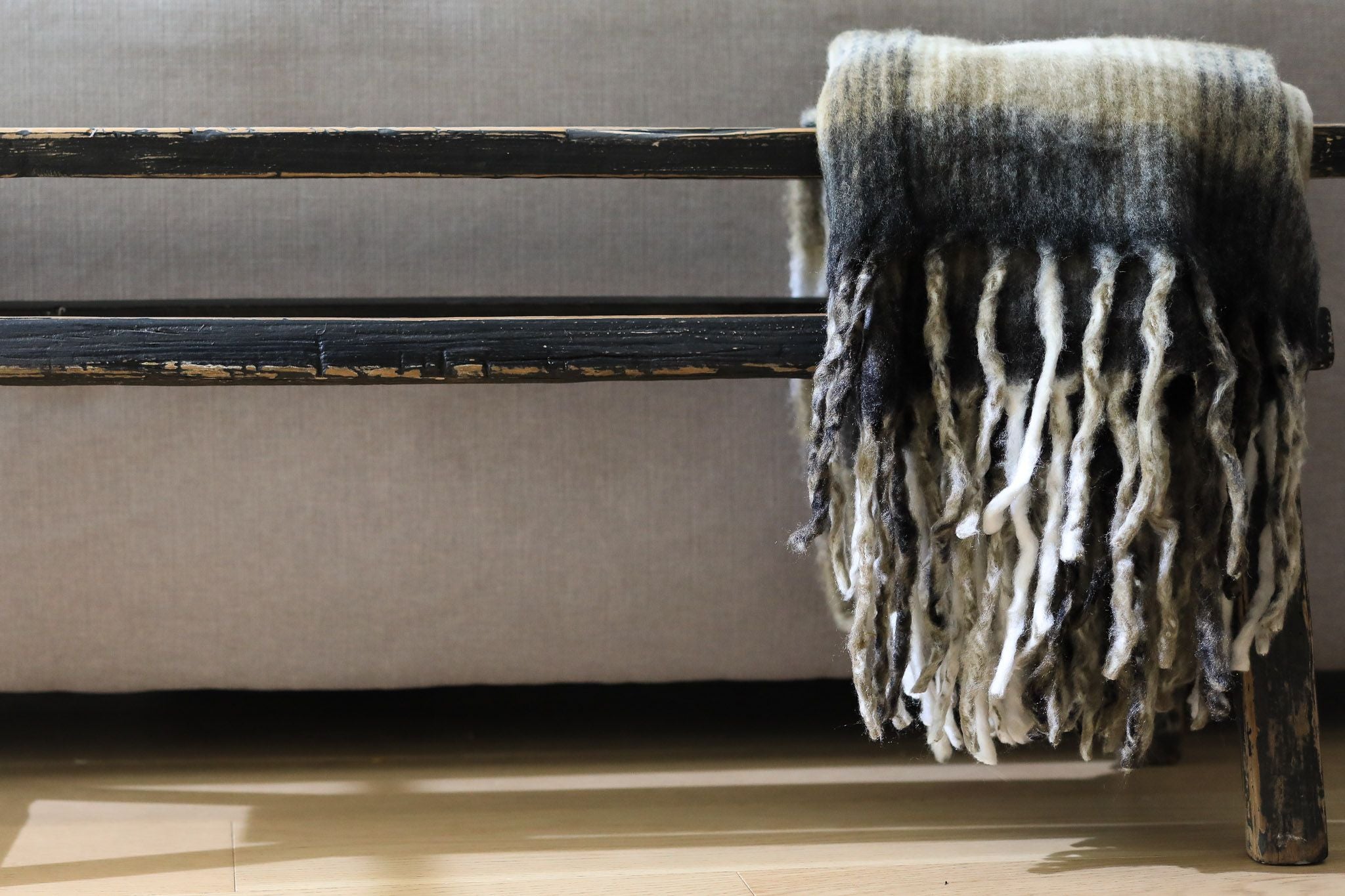 Alic Vintage Elm Wood Bench - Black 0-VINTAGE-bench Hauer Market